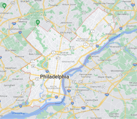 Philadelphia cleaning service area map