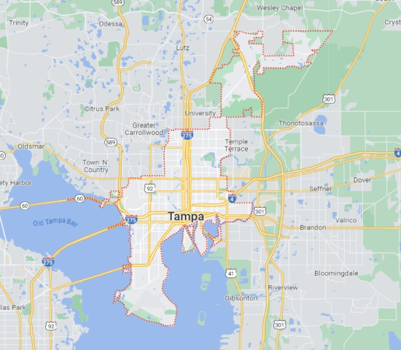 MaidThis Tampa cleaning service area map